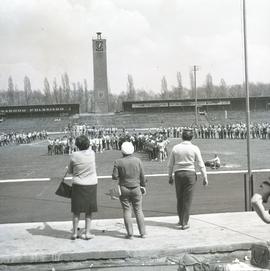 Próba przed pokazem gimnastycznym na Stadionie Olimpijskim