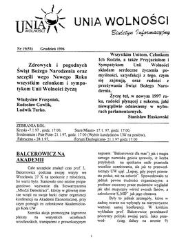 Biuletyn Informacyjny Unii Wolności - nr 19 (53)