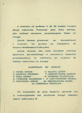 Waldemar Fydrych - kandydat do Senatu. 4 czerwca od godziny 6 do 22 będzie trwała akcja wyborcza....