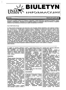 Biuletyn Informacyjny Unii Wolności - nr 7 (42)