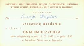 Zaproszenie na uroczystą akademię z okazji Dnia Nauczyciela