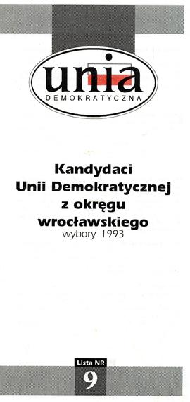 Broszura informacyjna kandydatów Unii Demokratycznej