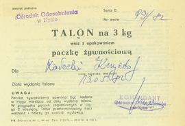 Talon na 3 kg paczkę żywnościową