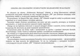 Odezwa do członków i sympatyków Solidarności Walczącej