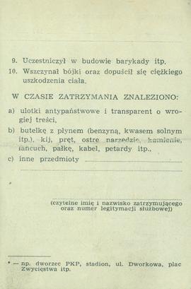 Meldunek o zatrzymaniu