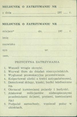 Meldunek o zatrzymaniu