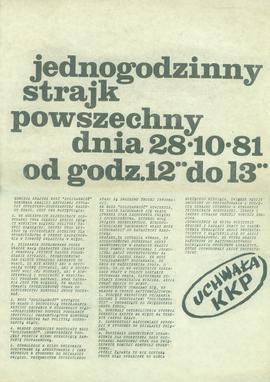 Jednogodzinny strajk powszechny dnia 28.10.81 od godz. 12,00 do 13,00