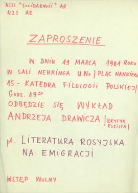 Zaproszenie: wykład: literatura rosyjska na emigracji